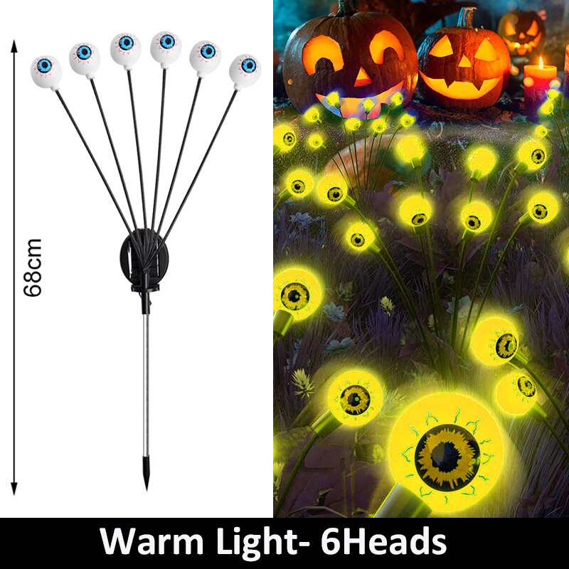 Skhek Halloween Scary Eyeball Solar Lights Outdoor Waterproof 6heads Eyeballs Firefly Light For Home Garden Yard Party Decoration Lamp