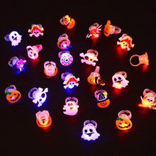Load image into Gallery viewer, Skhek LED Light Halloween Ring Glowing Pumpkin Ghost Skull Rings Halloween Christmas Party Decoration for Home Santa Snowman Kids Gift