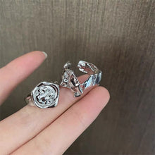 Load image into Gallery viewer, Skhek Silver Color Metal Rings Set New Trend Vintage Elegant Irregular Hollow Branches Adjustable Rings for Women Fine Party Jewelry