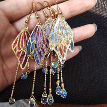 Load image into Gallery viewer, Fairycore Enamel Butterfly Tassel Drop Earrings