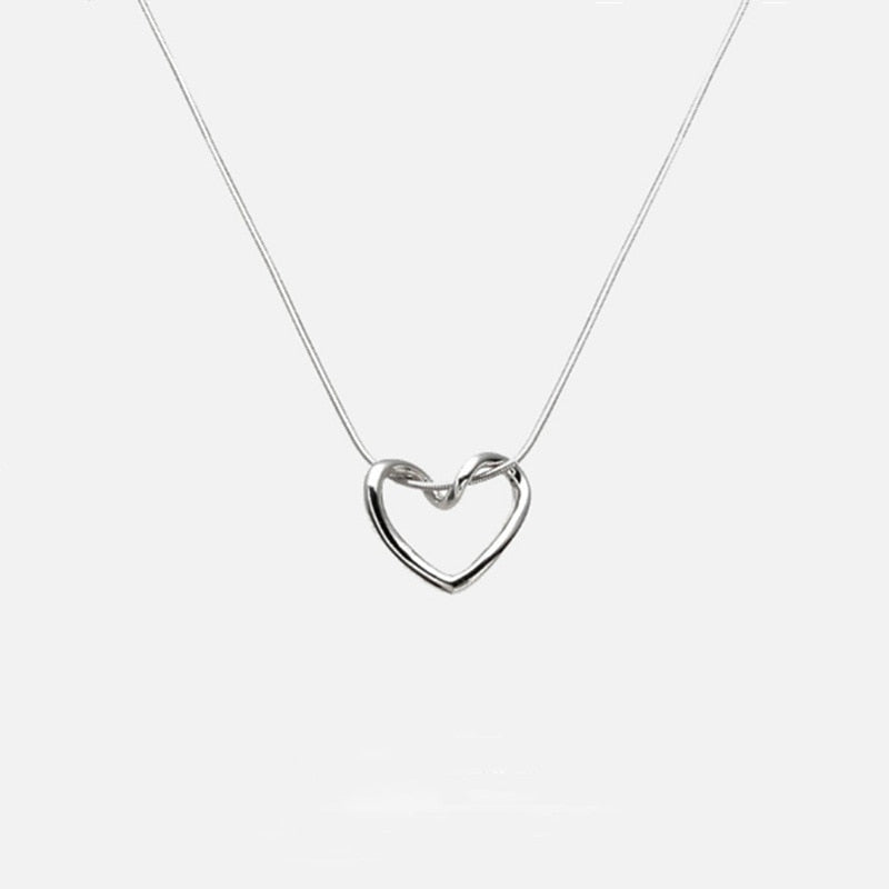 Skhek Kpop Heart Necklace French Lucky Bean Love Clavicle Chain Korean Simple Female double layer Necklace Female Pendant for Women