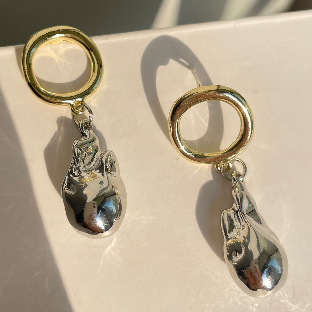 Skhek Gold Color 925 Silver Needle Contrast Rhinestone Splicing Stud Earrings Clavicle Choker For Women Girls Travel Jewelry