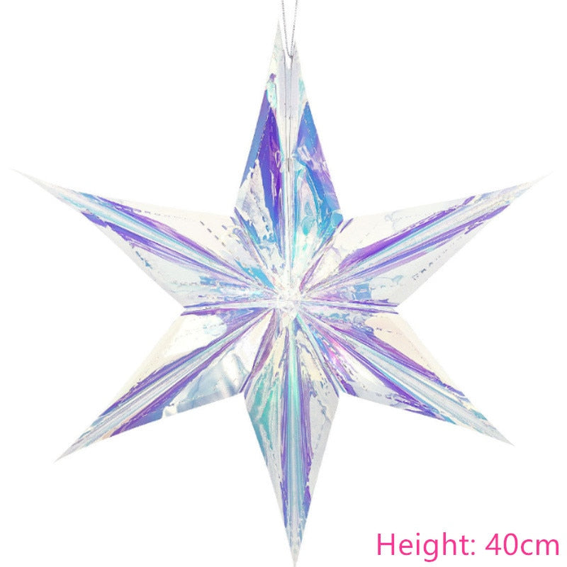 Christmas Gift Neon Film 3D Snowflakes Christmas Decorations for Home Ornaments Navidad Tree Fake Snow Garlands Winter Frozen Party Supplies