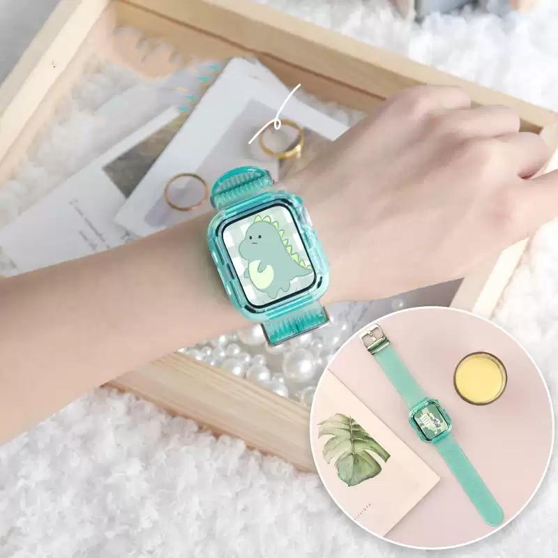 Skhek Christmas Gift Newest Clear Band + Case for Apple Watch Series 7 6 SE 5 4 44mm 42mmTransparent for iwatch Strap 3 2 1  38mm 40mm Plastic Strap 1111