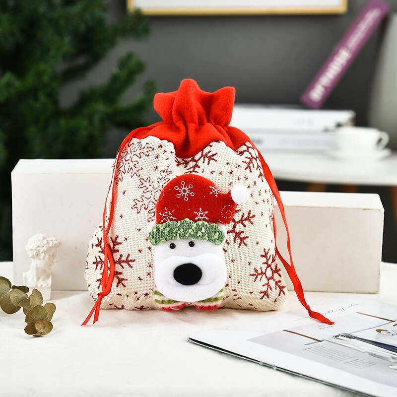 2021 New Christmas Decoration Gift Printing Tote Bag Snowman Old Man Gift Bag Christmas Three-dimensional Candy Bag Fruit Bag