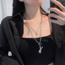 Load image into Gallery viewer, 2021 Fashion Multilayer Hip Hop Long Chain Necklace for Women Men Jewelry Coin Rabbit Cross Pendant Necklace Accessories Gifts