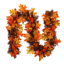 Load image into Gallery viewer, Christmas Gift Thanksgiving Fall Maple Leaf Garland Artificial Fall Foliage Garland Autumn Hanging Fall Leave Vines With Berry Pine Cones Decor
