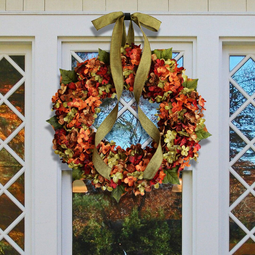 Christmas Gift 30/40CM Thanksgiving Autumn Wreath Silk Cloth Hydrangea Design for Fireplaces Windows Walls Doors Home Garden Decor Accessories