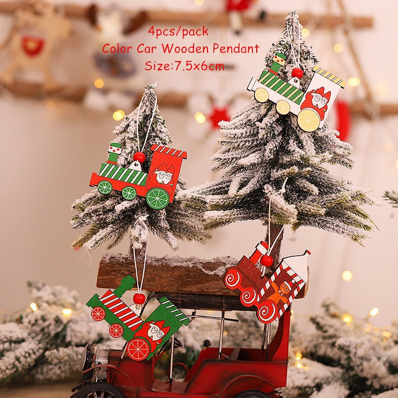 Skhek Christmas Gift New Year 2022 Xmas Tree Drop Ornaments Christmas Wooden Pendant Decorations for Home Kids Toys Gift Xmas Decorations Navidad