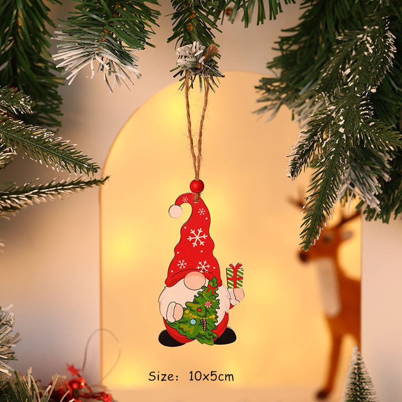 Christmas Gift Christmas Ornaments 2022 New Year Christmas Tree Wooden Pendants Xmas Tree Hanging Ornaments Wood Craft Kid Gifts Home Decor