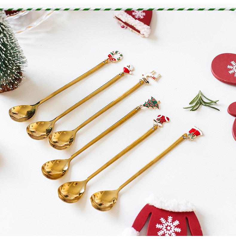Merry Christmas Spoons Xmas Party Tableware Ornaments Christmas Decorations Year Metal New Christmas Decorations for Home