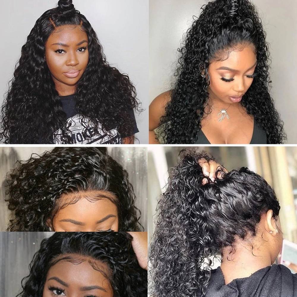 Skhek  13x4 Kinky Curly Lace Front Human Hair Wigs For Black Women Brazilian Transparent Lace Frontal Wig 150%-250% Density KF Beauty U