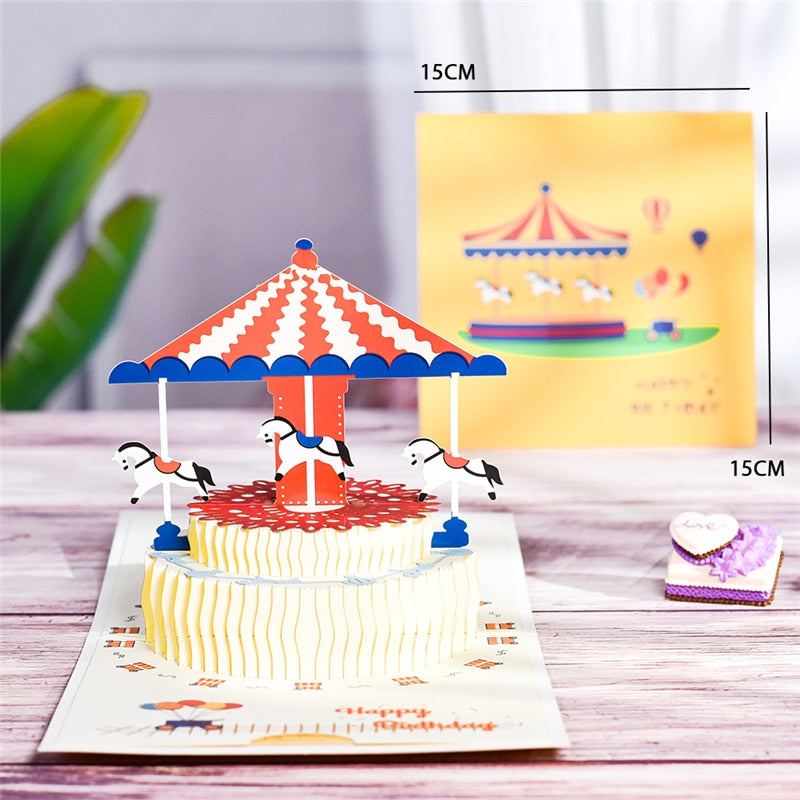 Happy Birthday Card for Girl Kids Wife Husband 3d Birthday Cake Pop-Up Greeting Cards Postcards Gifts with Envelope