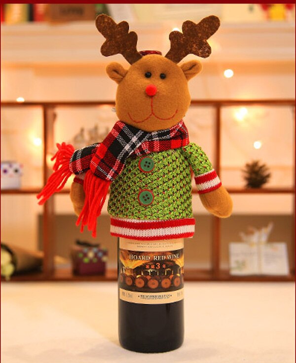Christmas Gift Christmas Wine Bottle Covers Set Santa Elk Snowman Bottle Sweater Wine Bottle Dress Party Favors Supplies for New Year Christmas