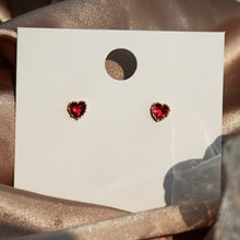 Load image into Gallery viewer, Skhek Red Heart Stud Earrings For Women Luxury Temperament Wedding Party Jewelry Accessories Girlfriend Gift