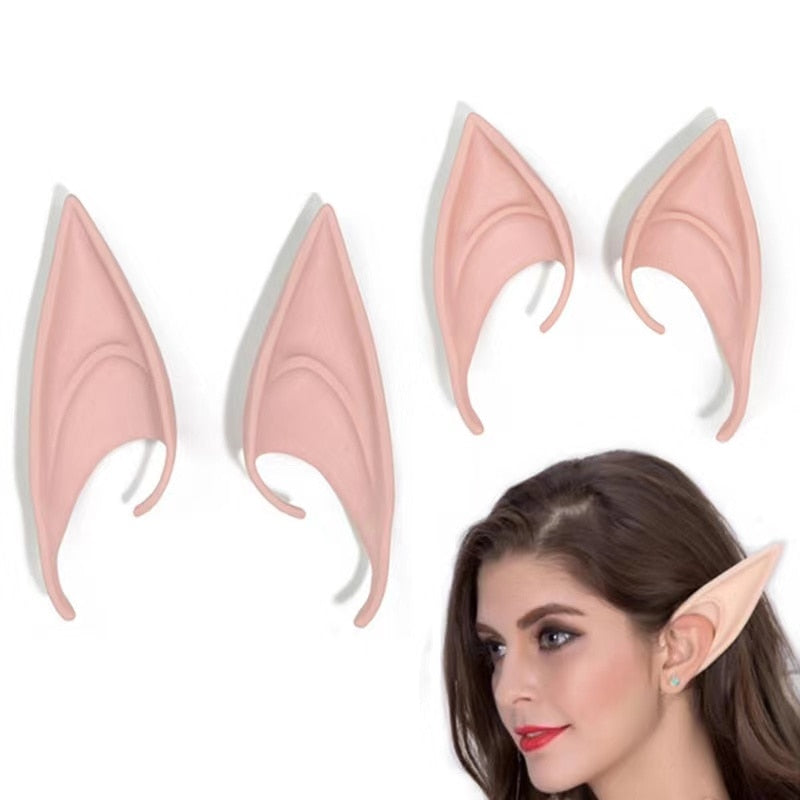 SKHEK Elf Ears Halloween Decoration Anime Fairy Cosplay Accessories False Angel Elven Ears Props Costumes Vampire Hook Christmas Decor