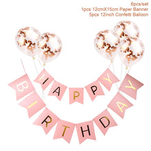 Load image into Gallery viewer, Skhek  Happy Birthday Decorations Girls Rose Gold Balloon Disposable Tableware Baby Shower One Year 1St Birthday Party Decorations