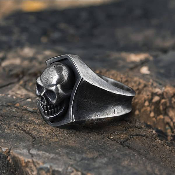 Skhek Cool Stuff  Vintage Stainless steel Skull Silver Color Ring Mens Skull Biker Punk Rock Roll Gothic Punk Jewelry Anel