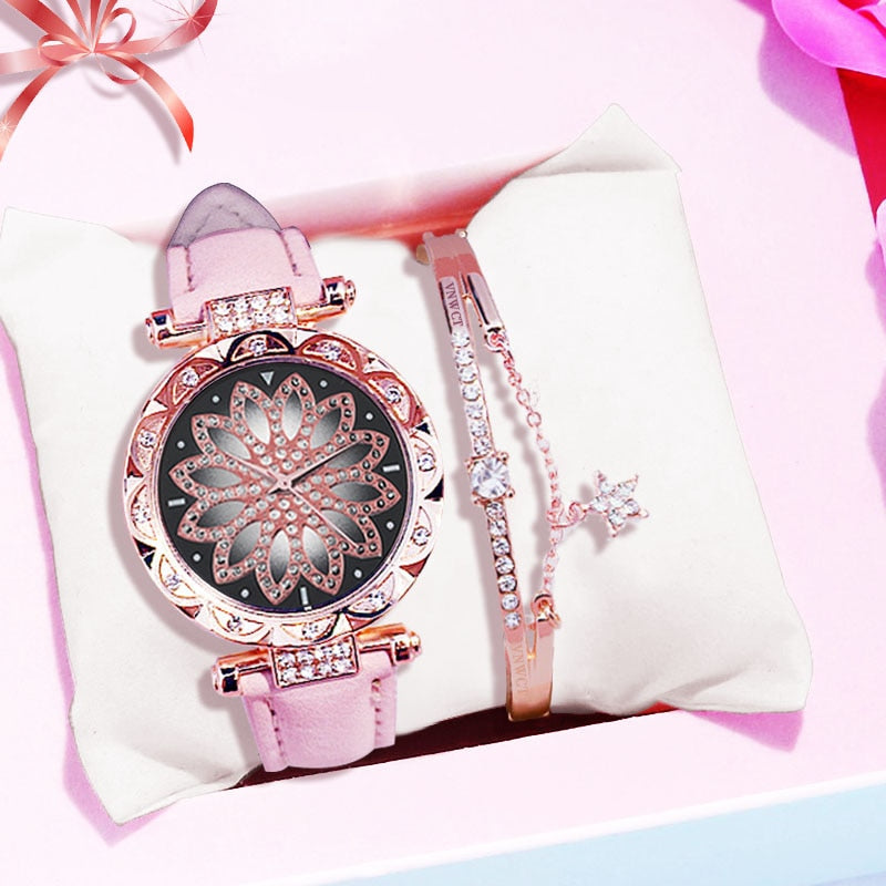 Christmas Gift 2020 New Fashion European popular style Women Watch + Bracelet Luxury Brand Quartz Watches Reloj Mujer Casual Leather Wristwatch