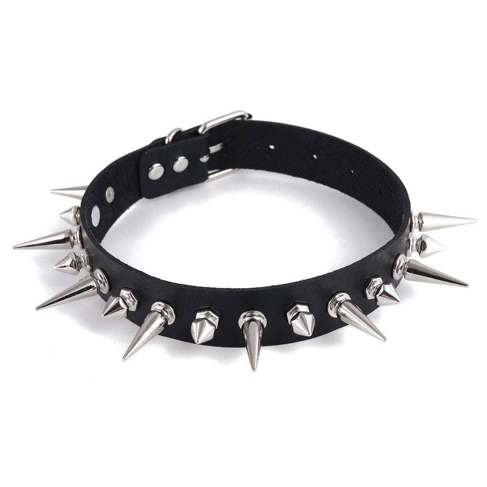 Emo Spike Choker Punk Collar Goth Necklace Fashion Vegan Leather Belt Chocker  Accessories Harajuku Gothic  Jewelry Halloween