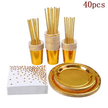 Load image into Gallery viewer, Suit 8 People High Quality Stamping Disposable Tableware Set Plate/Napkin Adult Happy Birthday Party Decor Kids Wedding Birthday