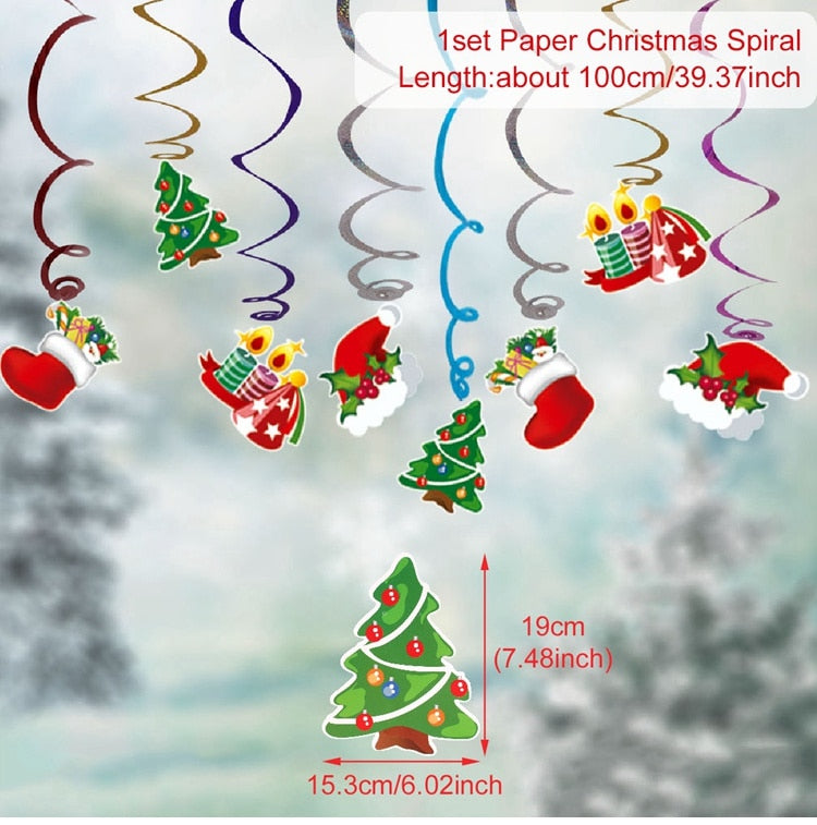 Christmas Gift PATIMATE Christmas Spiral Hanging Christmas Decoration For Home Santa Claus Elk Pendant 2021 Christmas Ornaments Navidad Decor
