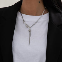 Load image into Gallery viewer, SHIXIN Stainless Steel Chain With Stars/Tassel Pendants Necklace for Women/Men Fashion Rhinestone Necklaces 2020 Korean Jewelry