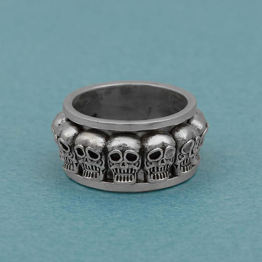 Bohemian Punk Skull Ring for Men Hyperbole Artistic Design Retro  Unisex Female Statement Rings Vintage Silver Color  Gift
