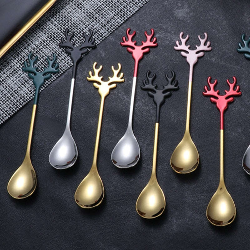 Christmas Gift 2022 Merry Christmas Elk Garland Spoons Xmas Party Ornaments Christmas Decorations for Home Table New Year Kerst Noel Kids Gift