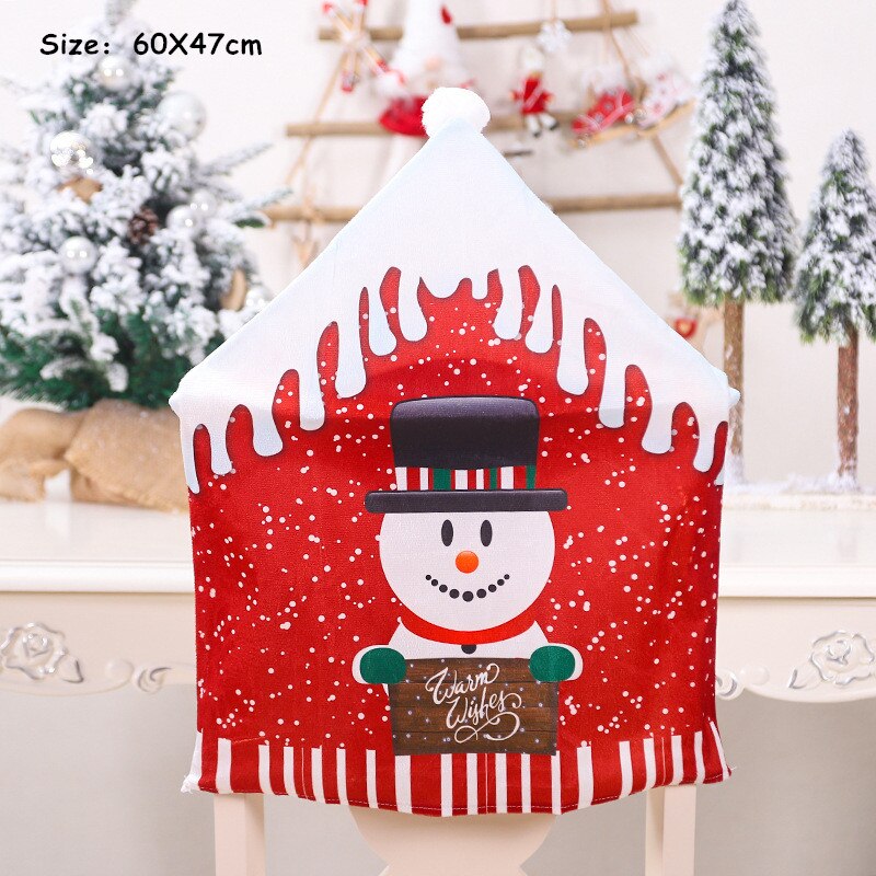 Christmas Gift Santa Hat Chair Covers Christmas Decor Dinner Chair Noel Xmas Cap Sets Dinner Table Hat Chair Back Covers for Home New Year 2022