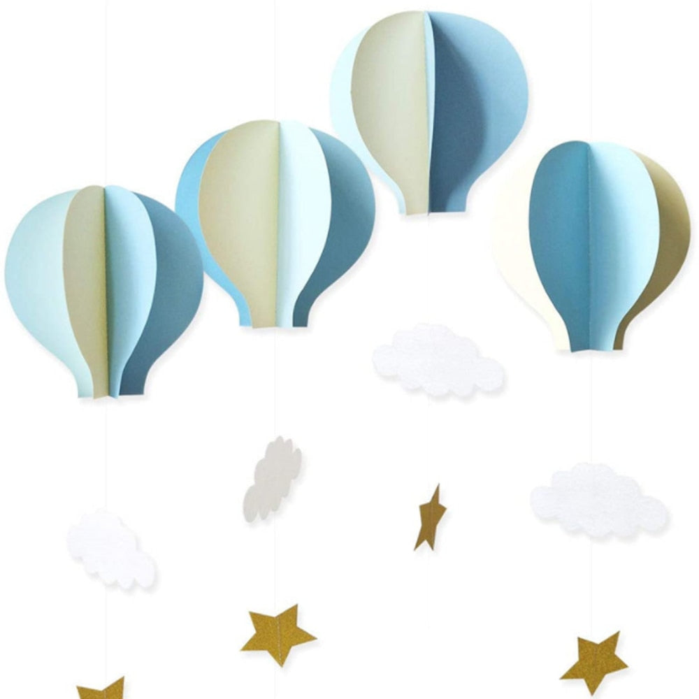 Skhek 4Pcs hot air balloon decoration maison deco 3D Balloon Paper Cloud Hanging Decor Pendant for Baby Shower Birthday mariage deco