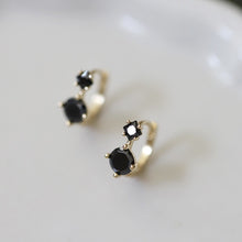 Load image into Gallery viewer, Christmas Gift HI MAN 925 Sterling Silver French Black Zircon Geometric Stud Earrings Women 14K Gold Plated Noble Elegant Banquet Jewelry