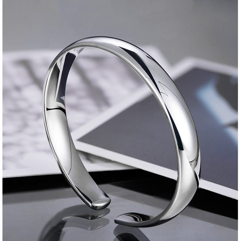 Skhek Terndy Couples Cuff Bangles & Bracelet Simple Smooth Bracelet Jewelry for Women Size 64mm Adjustable