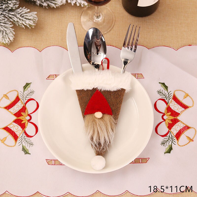 Christmas Gift 2022 New Year Gift Christmas Clothes Tableware Holder Cutlery Bag Xmas Noel Christmas Decorations for Home Dinner Table Decor