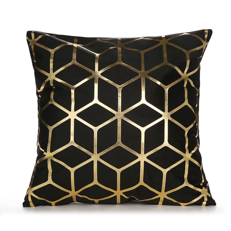 45cm Stamping Gold Pillowcase Retro European Style Sofa Cushion Cover Home Decorative Short Plush Pillow Cover Cushion Bed Car