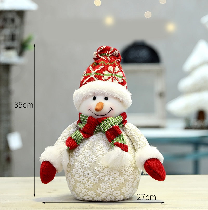 Pink Velvet Christmas Elk Snowman Santa Claus Doll Ornament Xmas Figures Toy Holiday Home Party Decoration Kid Gift Christmas