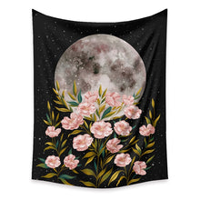 Load image into Gallery viewer, Vintage Moon Phase Wall Hanging Tapestry Mooonlight Green Olive Leaf Black Tapestries Boho Room Wall Decor Home Decoration Wall