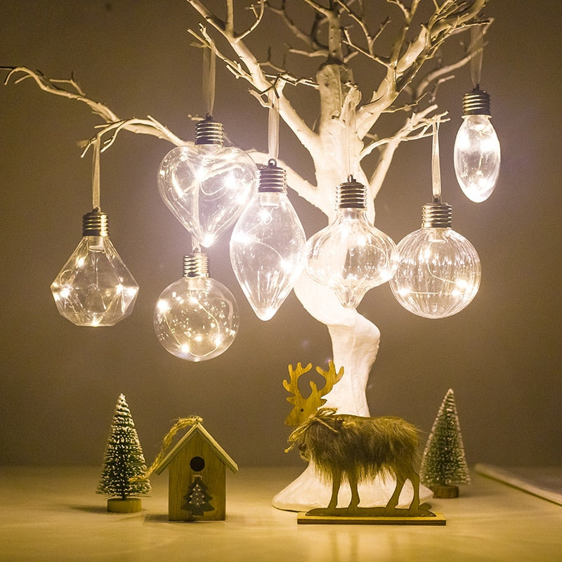 Simulation bulb Christmas Decorations lighting pendant PET Shaped Filament Xmas Hang on tree Ball Christmas decorations for home