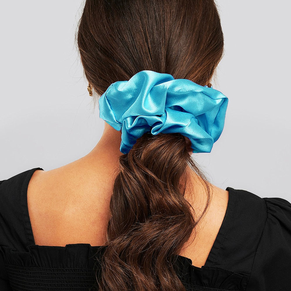 Oversized Stain Hair Scrunchies Women Silk Scrunchie Elastic Hair Bands Girls Headwear Donut Grip Loop Ponytail Holder