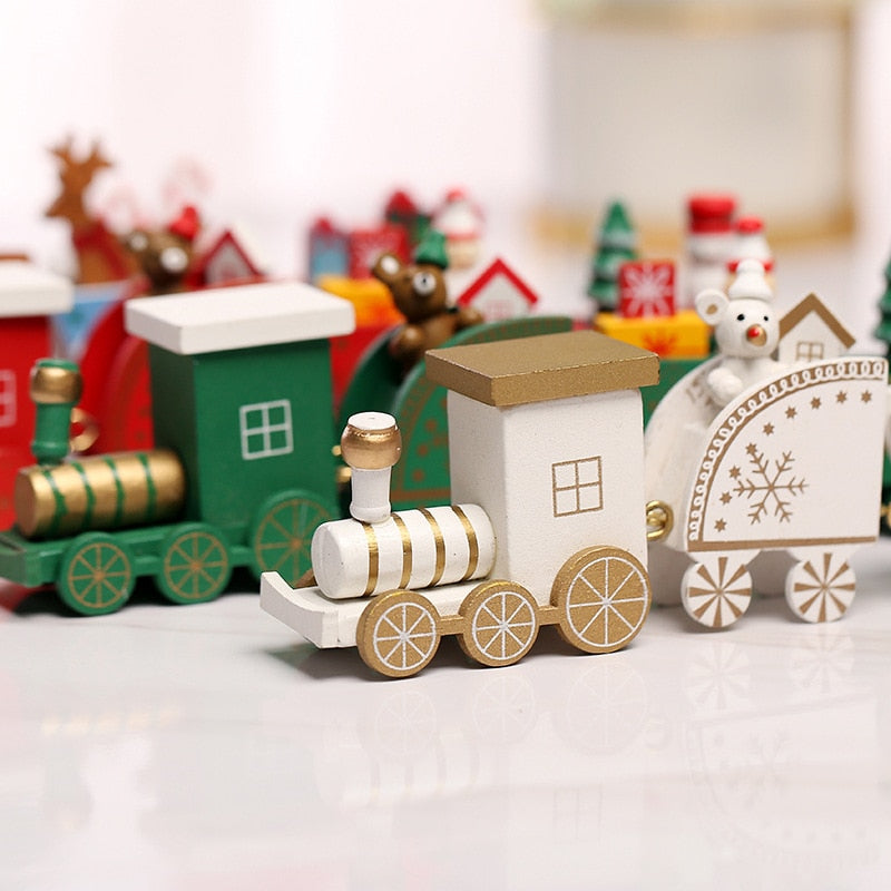 Wooden Christmas Small Train Xmas Ornaments Merry Christmas Decor For Home Happy New Year 2022 Creative Kids Naviidad Gifts Toys