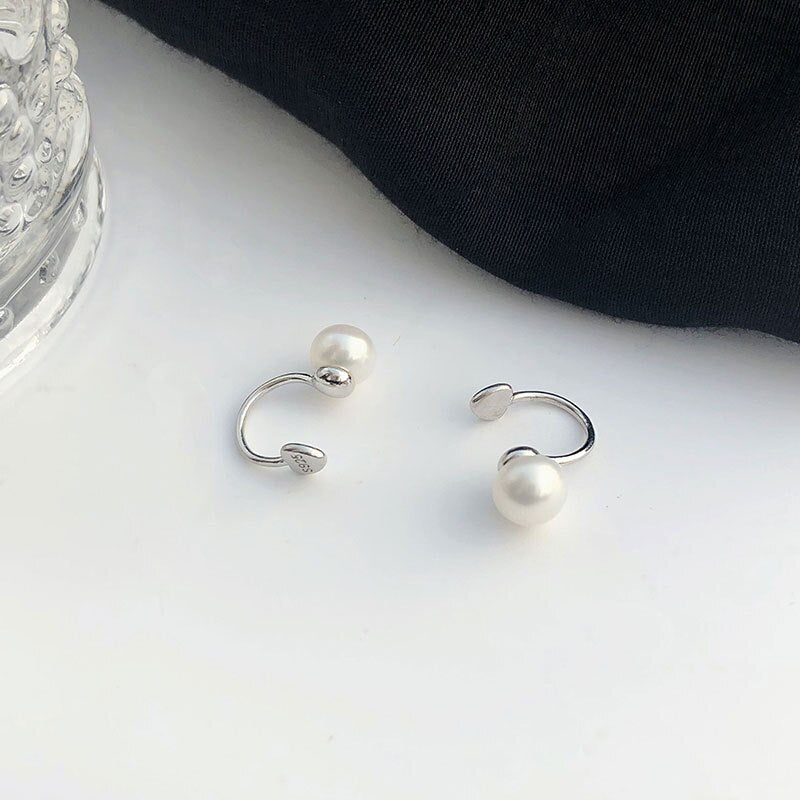 Christmas Gift 925 Sterling Silver European Style Exquisite Fashion White Pearl Ear Clip Women Classic Vintage Engagement Jewelry