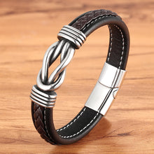 Load image into Gallery viewer, Fashion Deluxe Irregular Graphic Accessories Men&#39;s Leather Bracelet Stainless Steel Combination for Birthday Commemorative Gifts