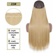 Load image into Gallery viewer, Synthetic No Clip Halo Hidden Hair Extension Ombre Artificial Natural Fake False Long Short Straight Hairpiece Blonde For Women