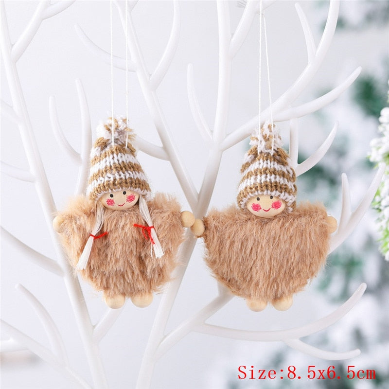Christmas Decorations 2pcs/lot Angel Dolls Xmas Tree Ornaments Hanging Pandents 2021 New Year Party Kids Gifts Natal Home Decor