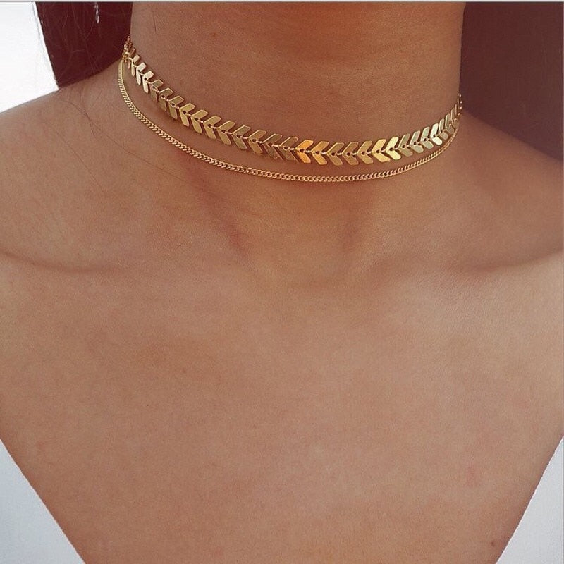 Metallic sequined women's short collar bone European and American personality minimalist versatile fashion choker necklace