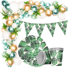 Load image into Gallery viewer, Palm Leaf Pattern Balloons Disposible Tableware for Birthday Hawaii Party Supplies Tropical Summer Safari Party Decoration