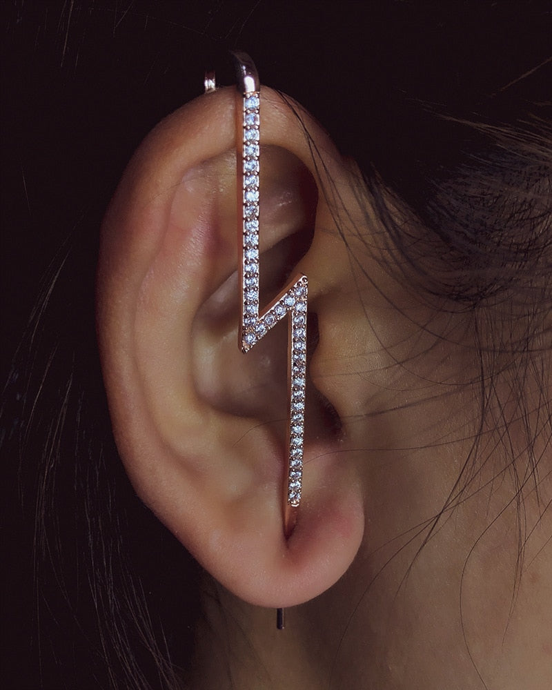 Bohemian Wedding Ear Wrap Crawler Hook Earring Crystal Stud Earrings for Woman Lightning Zirconia Climber Earrings Jewelry Gift