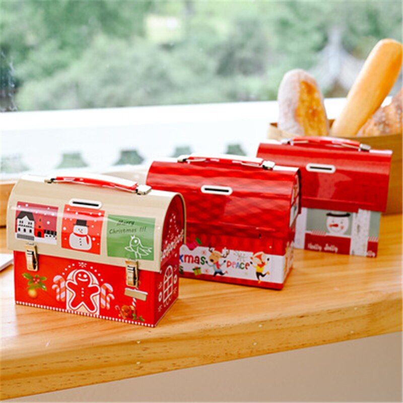 Christmas Gift Christmas Decoration Storage Box Organizer Creativity Schoolbag Packaging Gift Candy Iron Box Kids Toy For New Year Home Decor