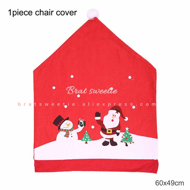 Christmas Gift Red Chair Back Covers Set Festival Dining Table Chair Pillow Wine Bottle Cover Decorations for Home