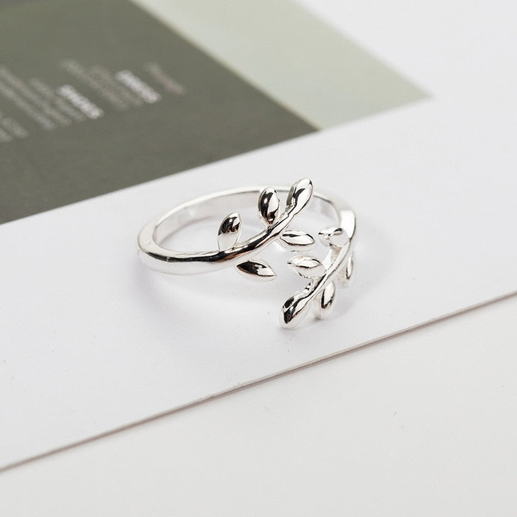 Skhek Leaf ring silver-plated jewelry women's jewelry opening adjustable tail finger ring